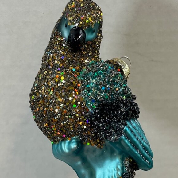 Glittered Blue Parrot Bird Christmas Tree Ornament 2.5"x 5" - Picture 3 of 14
